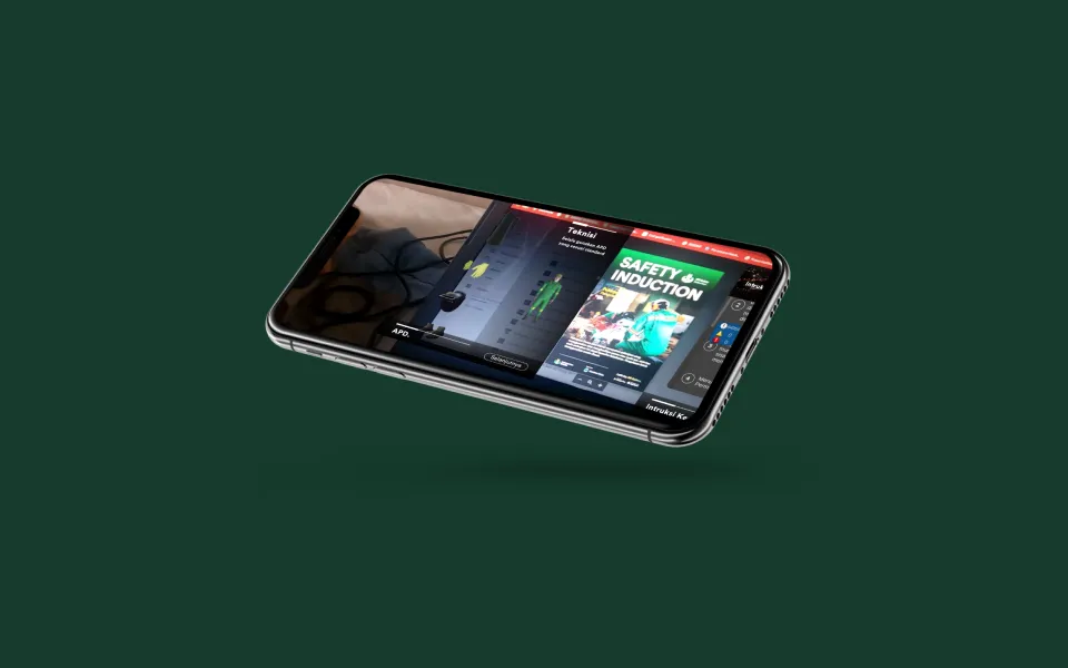 Aplikasi AR Safety Induction di layar ponsel